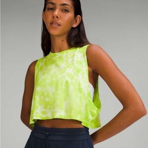 Lululemon All Yours Cropped Cotton Tank Top Marmoleado Tie Dye Eccentric Lime